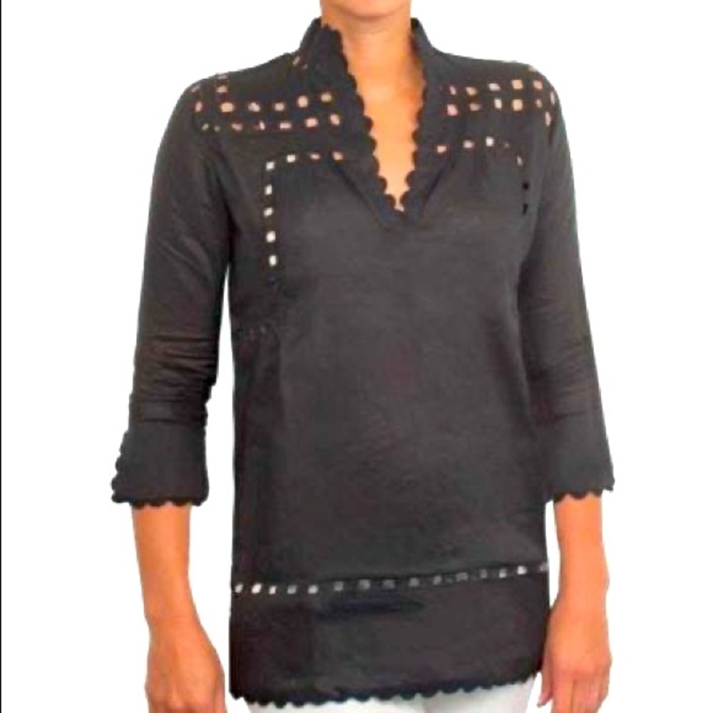Gretchen Scott Design The Eloise Linen Cutout Tunic Top